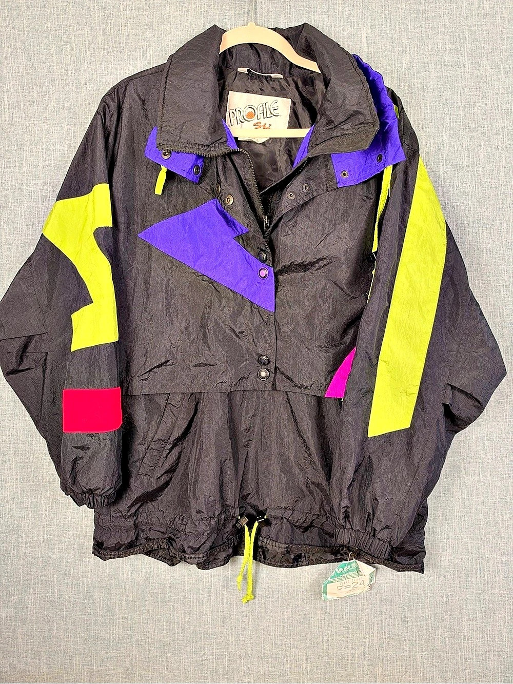 Profile Ski Color Block Jacket in Black & Purple Size Medium NWT